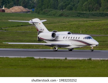 VILNIUS, LITHUANIA - MAY 30, 2021: Private Jet Cessna 750 Citation X D-BLDI At Vilnius Airport. The Cessna Citation X Is An American Business Jet Produced By Cessna And Part Of The Citation Family.