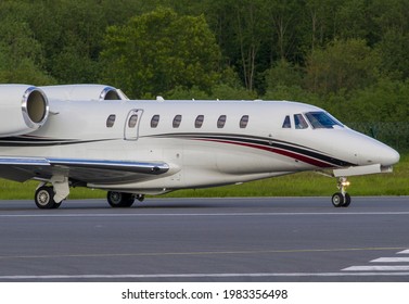 VILNIUS, LITHUANIA - MAY 30, 2021: Private Jet Cessna 750 Citation X D-BLDI At Vilnius Airport. The Cessna Citation X Is An American Business Jet Produced By Cessna And Part Of The Citation Family.