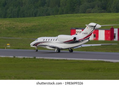 VILNIUS, LITHUANIA - MAY 30, 2021: Private Jet Cessna 750 Citation X D-BLDI At Vilnius Airport. The Cessna Citation X Is An American Business Jet Produced By Cessna And Part Of The Citation Family.