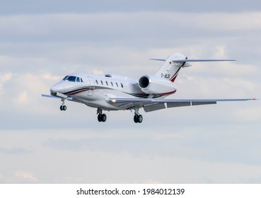 VILNIUS, LITHUANIA - MAY 30, 2021: Private Jet Cessna 750 Citation X D-BLDI At Vilnius Airport. The Cessna Citation X Is An American Business Jet Produced By Cessna And Part Of The Citation Family.