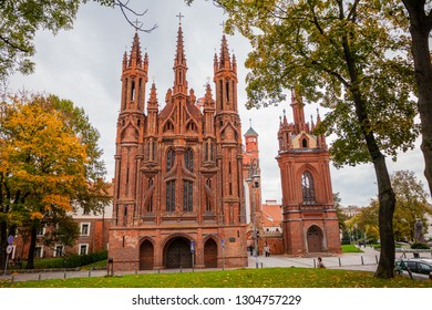 VILNIUS / LITHUANIA - OCTOBER 09, 2012: gothic CHurch of St. Anne, roman catholic church in Vilnius old town, UNESCO world heritage