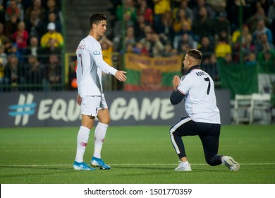 VILNIUS, LITHUANIA - September 10th 2019: Cristiano Ronaldo During A UEFA Euro 2020 Qualifier Between Lithuania And Portugal At LFF Arena.