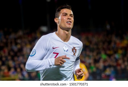 VILNIUS, LITHUANIA - September 10th 2019: Cristiano Ronaldo During A UEFA Euro 2020 Qualifier Between Lithuania And Portugal At LFF Arena.