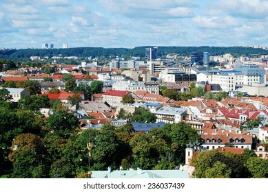 VILNIUS, LITHUANIA - SEPTEMBER 24: Vilnius city aerial view from Vilnius University tower on September 24, 2014, Vilnius, Lithuania.