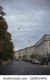 Vilnius, Lithuania - September 25, 2022: Ballooning Festival Over The City - Many Hot Air Balloons