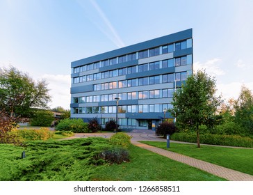 Vilnius, Lithuania - September 29, 2018: Corporate Business Office With The Street On Background.