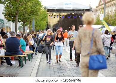 VILNIUS, LITHUANIA - SEPTEMBER 5, 2020: People attending annual Nations Fair, where masters from the national communities of Lithuania present their arts, crafts, national customs and traditions.