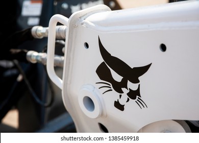 Vilnius/Lithuania April 24, 2019 Bobcat Heavy Duty Equipment Vehicle And Logo. Bobcat Company Is An American-based Manufacturer Of Farm And Construction Equipment