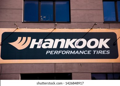 Vilnius/Lithuania May 8. 2019 The Hankook Tire & Technology Group Is A South Korean Tire Company. 