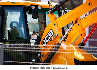 Vilnius/Lithuania May 8, 2019 JCB logo. JCB corporation is manufacturing equipment for construction and agriculture. 