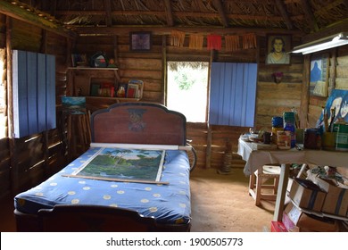 Vinales, Cuba - May 2, 2016: Bedroom in a wooden house in Cuba