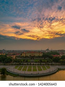 Vinh Phuc, Vietnam June 13, 2019: A Sunset In The Center Of The City Of Vinh Yen, Vinh Phuc.