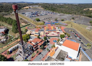 Vinhedo, Sao Paulo, Brazil. September 23 2022: Hopi Hari Theme Park Next To Bandeirantes Highway And Wet N Wild Water Park.