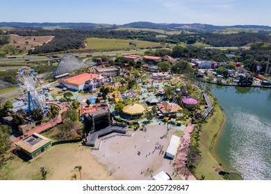 Vinhedo, Sao Paulo, Brazil. September 23 2022: Hopi Hari Theme Park Next To Bandeirantes Highway And Wet N Wild Water Park.