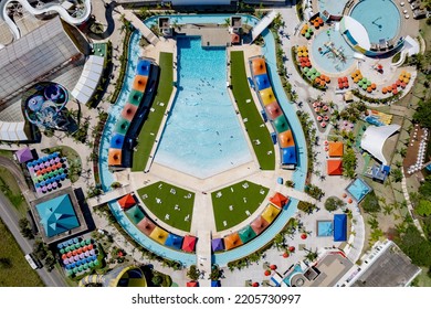 Vinhedo, Sao Paulo, Brazil. September 23 2022: Wet N Wild Water Park Located Next To Bandeirantes Highway.