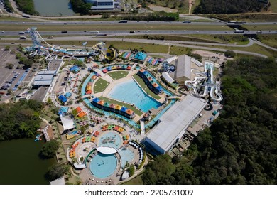 Vinhedo, Sao Paulo, Brazil. September 23 2022: Wet N Wild Water Park Located Next To Bandeirantes Highway.