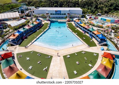 Vinhedo, Sao Paulo, Brazil. September 23 2022: Wet N Wild Water Park Located Next To Bandeirantes Highway.