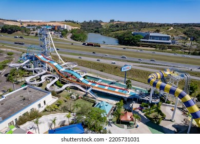 Vinhedo, Sao Paulo, Brazil. September 23 2022: Wet N Wild Water Park Located Next To Bandeirantes Highway.