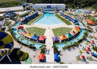 Vinhedo, Sao Paulo, Brazil. September 23 2022: Wet N Wild Water Park Located Next To Bandeirantes Highway.