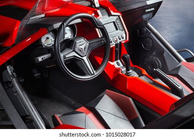 Vinnitsa, Ukraine - 18 November 2017: Polaris Slingshot, A Three-wheeled Motor Vehicle On Road