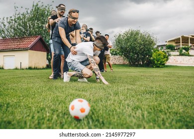 Vinnitsa Ukraine - May 2019: Team Building Activities. Young People Play Games Outside To Enhance Social Relations