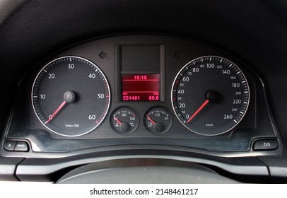 Vinnytsia, Ukraine; April 20, 2022. Volkswagen Golf Odometer. Modern Car Speedometer. Volkswagen Golf Dashboard. Editorial Photo.