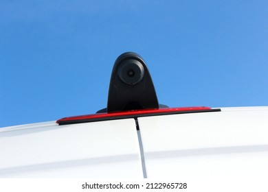 Vinnytsia, Ukraine; February 06, 2022. Mercedes Sprinter Rear View Camera. Back Up Camera On Tailgate. Editorial Photo.