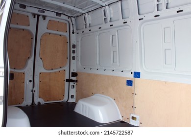 Vinnytsia, Ukraine; February 06, 2022. Mercedes Sprinter Cargo Van 516 Open Trunk. Mercedes Sprinter Trunk. Editorial Photo.