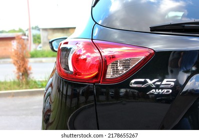 Vinnytsia, Ukraine; July 14, 2022. Mazda CX 5 Left Tail Light. Mazda CX-5 Left Rear Light. Mazda CX5 Light. 