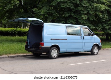 Vinnytsia, Ukraine; June 15, 2022. Volkswagen Transporter EuroVan T4 Open Trunk. VW Transporter T4 Trunk. 