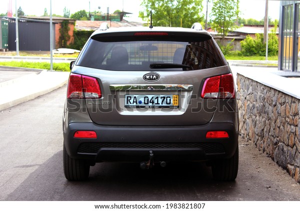 Vinnytsia, Ukraine; May\
23, 2021. Korean car KIA Sorento 2011 on the parking lot. Back\
view. Editorial\
photo.