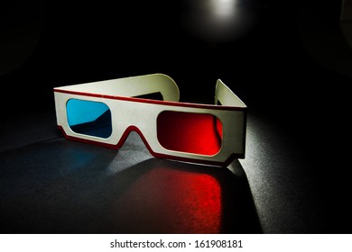 vintage 3D paper glasses on white background