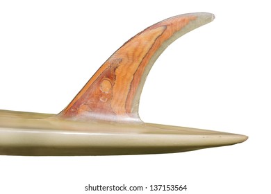 Vintage 70's Surfboard Fin Isolated On White