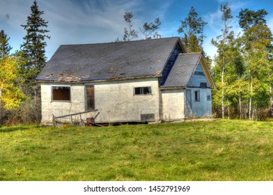 A Vintage Abandoned House With Foundation And Structural Problems.