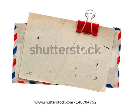 vintage air mail envelope. retro post letter. grungy paper background