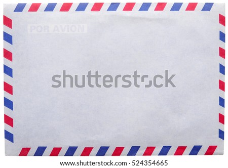 vintage  airmail envelope isolated on white background