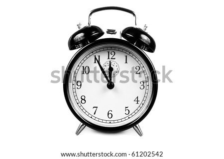 Vintage Alarm Clock isolated on white in black and white