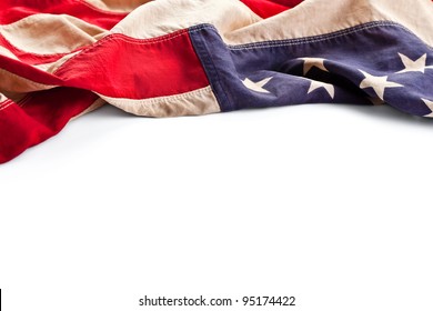 Vintage American flag border isolated on white