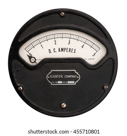 Vintage Ampere Meter Isolated On White