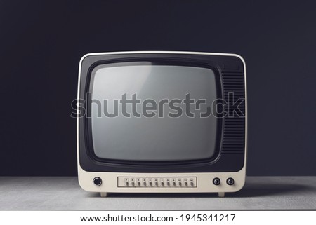 Vintage analog TV with knobs, vintage electronics concept