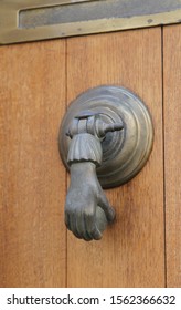 Vintage Antique Human Door Knocker Holding A Ball