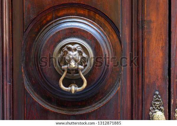 Vintage Antique Lion Head Door Knocker Stock Photo Edit Now