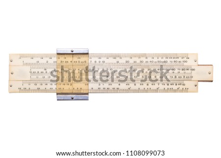 Vintage antique slide ruler, logarithmic scale