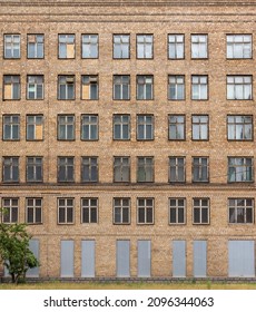 Vintage Architecture Classical Facade Of An Old Office Brick Building Front View