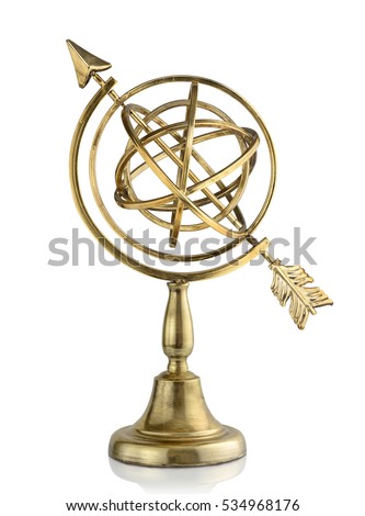 Vintage armillary sphere isolated on white background