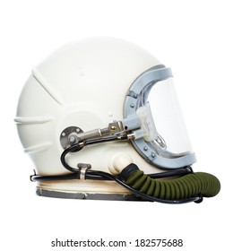 Vintage Astronaut Helmet Isolated On A White Background. 