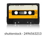 Vintage audio cassette tape  isolated on white reflecting background