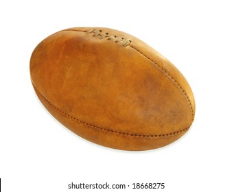 Vintage Australian Rules Football, Isolated On White.  Clipping Path Included.