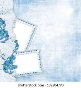Vintage background with forget-me-not and frames