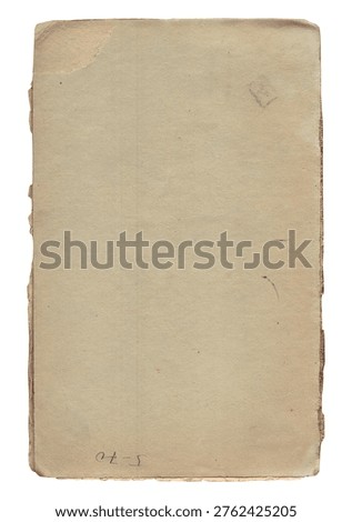 Vintage background of old ancient torn paper texture with spots isolated